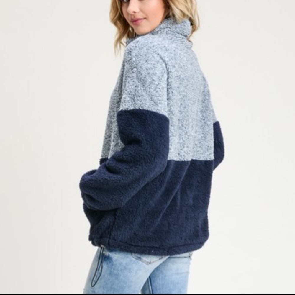 LAST NEW Navy Blue Color Block Pull Over - Picture 3 of 6